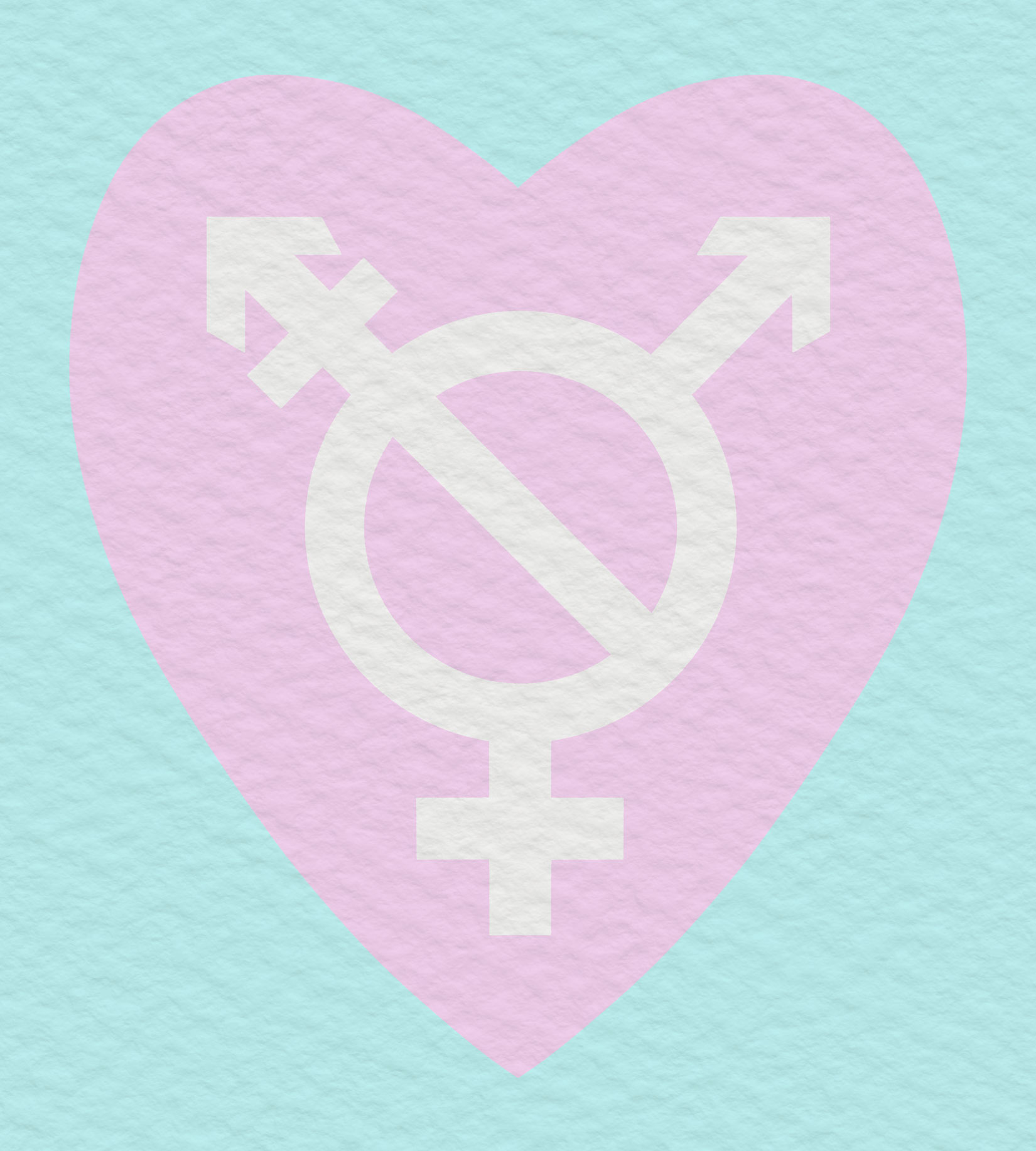 A heart containing the transgender symbol.