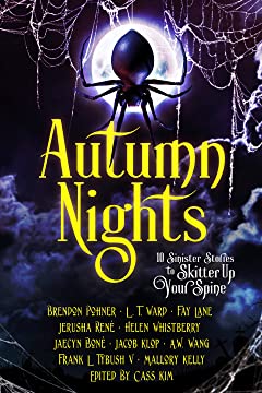 The book cover for Autumn Nights 3, which features a spider in front of a moon.
