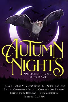 The book cover for Autumn Nights 4, which features a Bat in front of a moon.