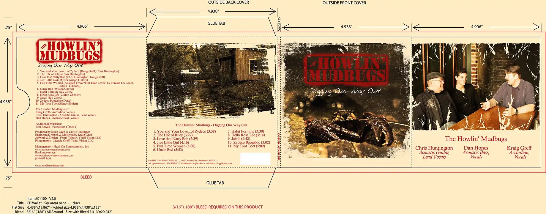 The print packaging template for the mudbugs print album.